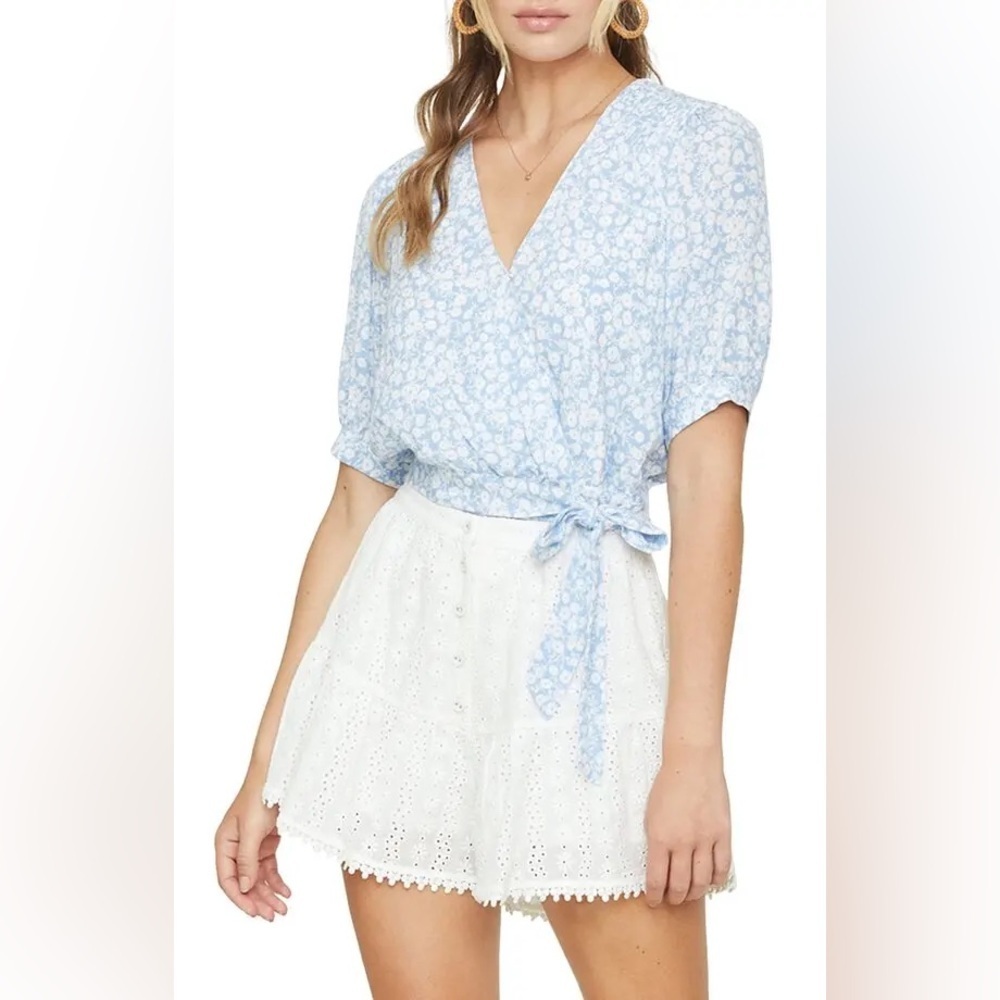 Nwt Lost + Wander Seaside Breeze Floral Print Wrap Top